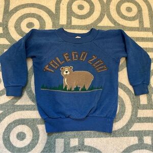 Vintage 1980s Toledo Zoo Kids Toddler Blue Sweatshirt 2-4T